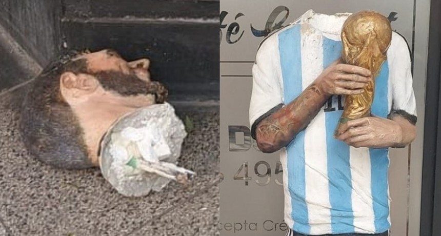 Decapitaron una estatua de Lionel Messi en una cafetería de Mar del Plata