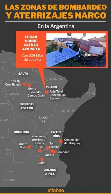 Santiago del Estero y Salta, entre las zonas de la Argentina que eligen los narcotraficantes para bombardear campos con cocaína desde avionetas