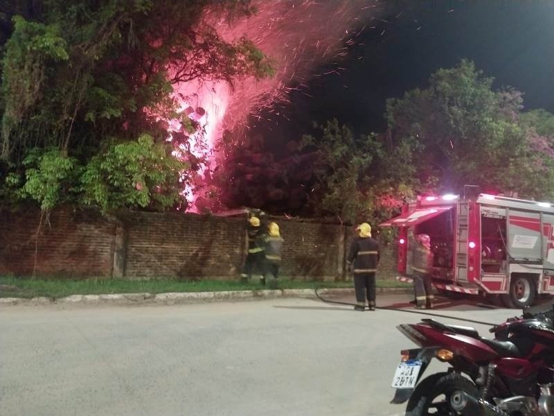 El Cuerpo de Bomberos extinguieron un incendio en el depósito de acopio de rollizos de la fábrica de UNITÁN 